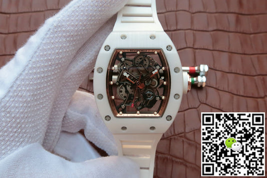 Richard Mille RM055 KV Factory White Ceramic Rubber Strap