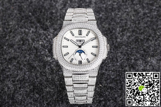 Patek Philippe Nautilus 5726 R8 Factory Gypsophila Diamond White Dial
