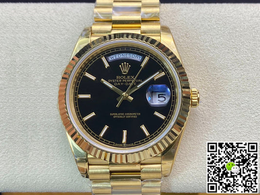 Rolex Day Date 40MM EW Factory Yellow Gold Black Dial