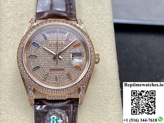 Rolex Day-Date 128155RBR 8+ Factory Date Display