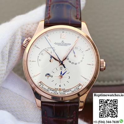 Jaeger-Lecoultre Master Calendar 1428421 Rose Gold White Dial-Rep Time Watches
