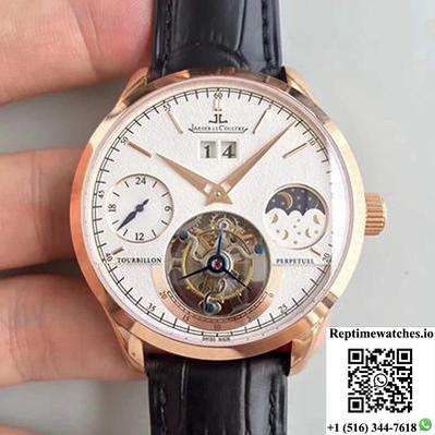 Jaeger-Lecoultre Master Grande Tradition Tourbillon Rose Gold White Dial-Rep Time Watches