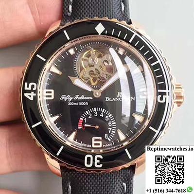 Blancpain Fifty Fathoms Tourbillon 5025-3630-52A Rose Gold Black Dial-Rep Time Watches