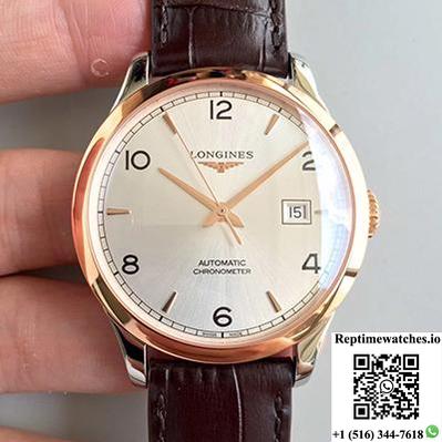 Longines Record L2.820.4.76.2 18K Rose Gold Silver Dial-Rep Time Watches