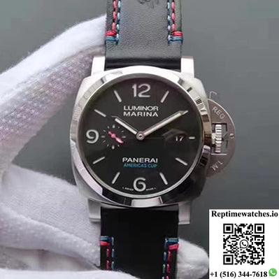 Panerai Luminor Marina 1950 Pam727 Americas Cup 2017 Zf Factory Black Leather Strap Black Dial-Rep Time Watches