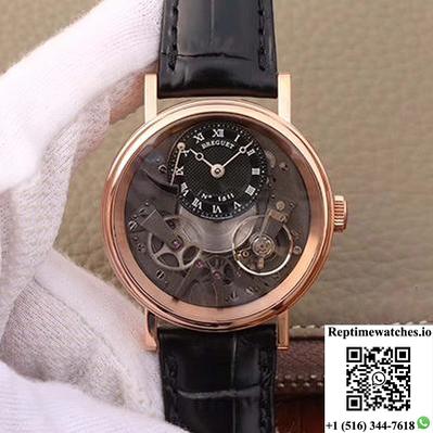 Breguet Tradition 7027 7027Br/R9/9V6 Rose Gold Grey Skeleton Dial-Rep Time Watches