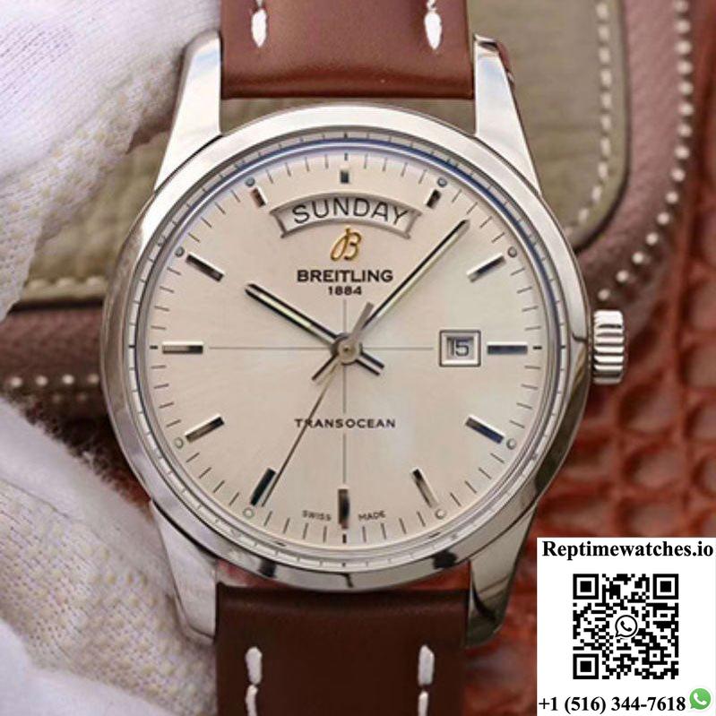 Breitling Transocean Day Date A4531012/G751/437X/A20Ba.1 V7 Silver Dial-Rep Time Watches