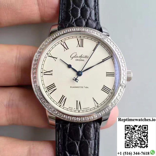 Glashutte Original Senator Excellence V4 1-39-52-01-02-04 Fk Factory Diamond Bezel White Dial-Rep Time Watches