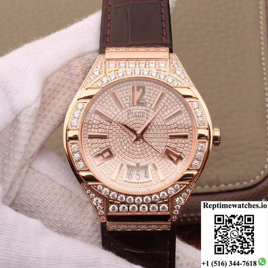 Piaget Polo Mks Factory Rose Gold Case Diamond Dial-Rep Time Watches