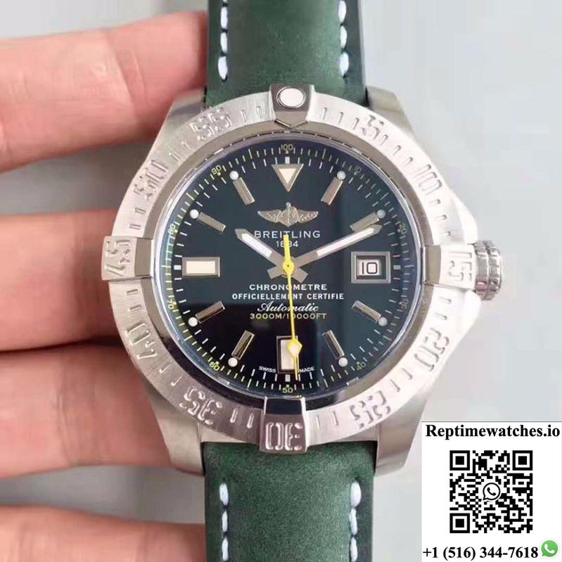 Breitling Avenger Ii Seawolf A1733110/Bc30/435X/A20Basa.1 Green Leather Strap Gf Factory Black Dial-Rep Time Watches