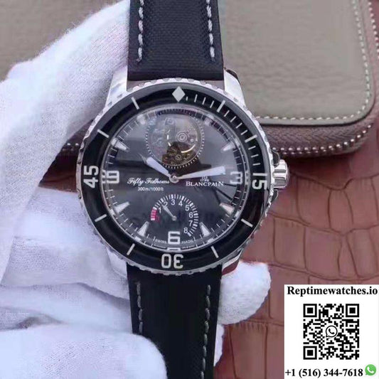 Blancpain Fifty Fathoms Tourbillon 8 Days 5025-1530-52A Black Dial-Rep Time Watches