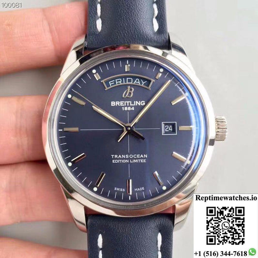 Breitling Transocean Day Date A453109T/C921/731P/A20Ba.1 Blue Dial-Rep Time Watches