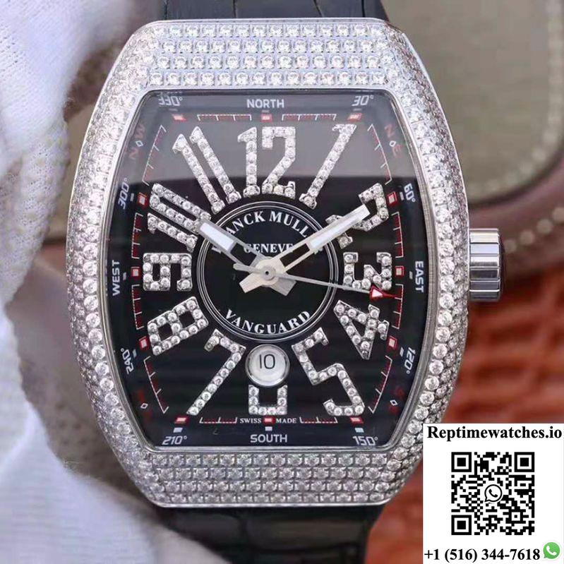 Franck Muller Vanguard V45.Sc.Dt.D.Nbr.Cd.5N.Nr Black Dial-Rep Time Watches