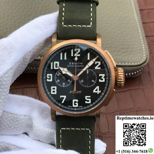 Zenith Pilot Type 20 Chronograph Extra Special Bronze 29.2430.4069/21.C800 Xf Factory Black Dial-Rep Time Watches