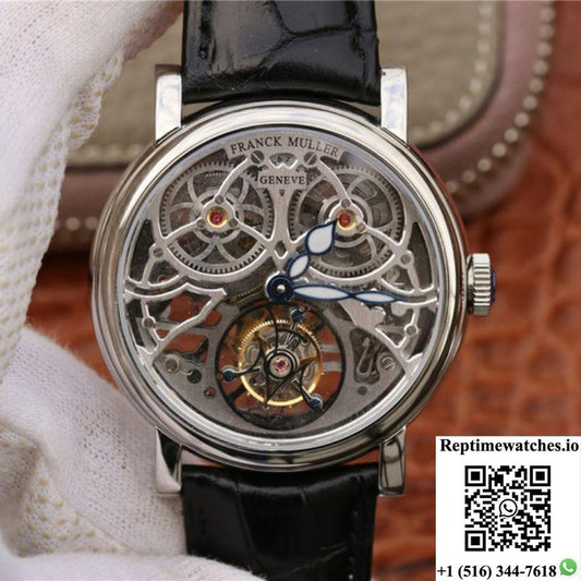 Franck Muller Giga Tourbillon 7048 T G Sqt Br Silver Skeleton Dial-Rep Time Watches