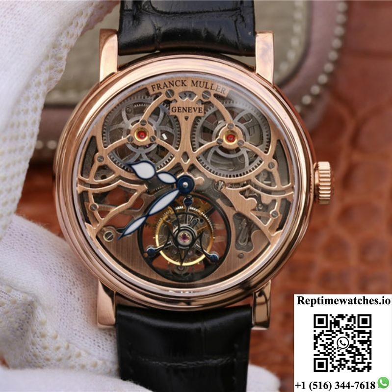 Franck Muller Giga Tourbillon 18K Rose Gold Skeleton Dial-Rep Time Watches