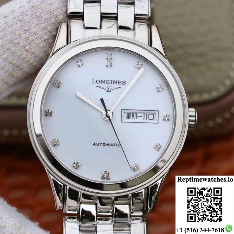 Longines Flagship Double Calendar L4.899.4.12.602 Gk Factory White Dial-Rep Time Watches