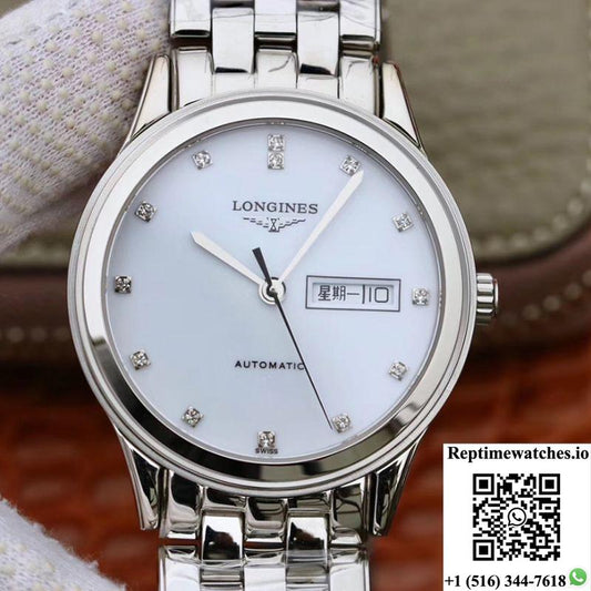 Longines Flagship Double Calendar L4.899.4.12.602 Gk Factory White Dial-Rep Time Watches