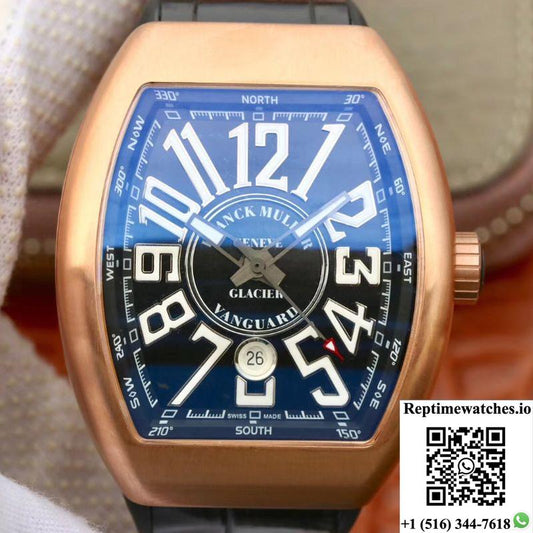 Franck Muller Vanguard V45-02 18K Rose Gold Black Dial-Rep Time Watches