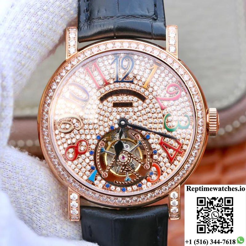Franck Muller Round Color Dreams Tourbillon 18K Rose Gold Diamond Dial-Rep Time Watches