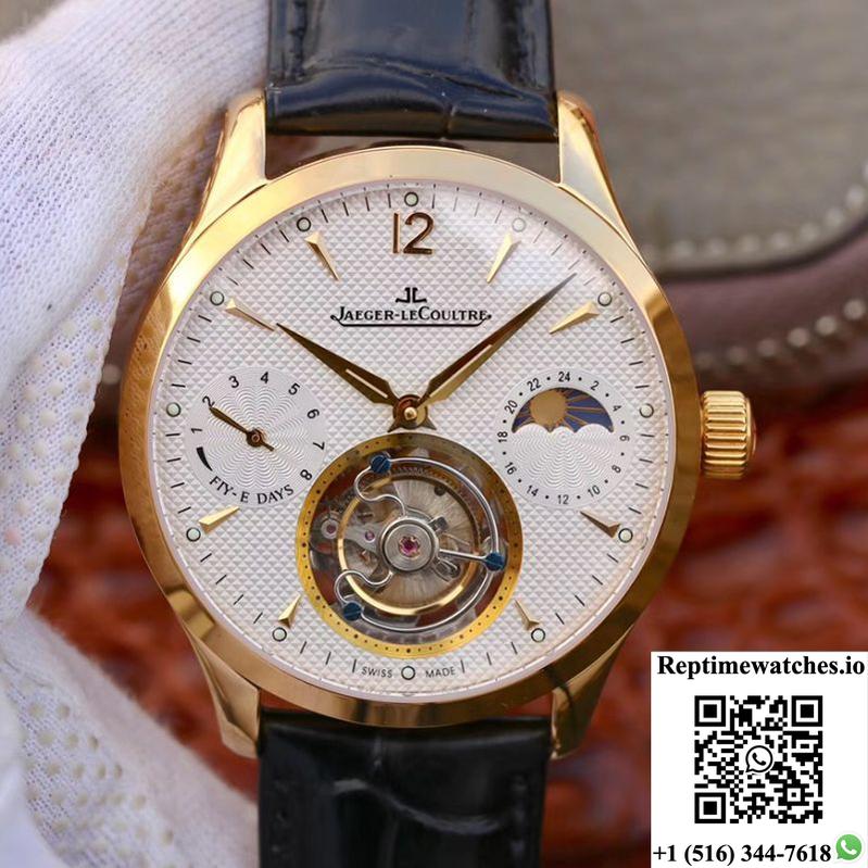 Jaeger-Lecoultre Master Grande Tourbillon 18K Yellow Gold White Dial-Rep Time Watches