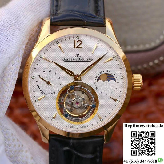 Jaeger-Lecoultre Master Grande Tourbillon 18K Yellow Gold White Dial-Rep Time Watches
