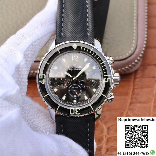 Blancpain Fifty Fathoms Chronographe Flyback 5085F-1130-52A Om Factory Black Nylon Strap Black Dial-Rep Time Watches