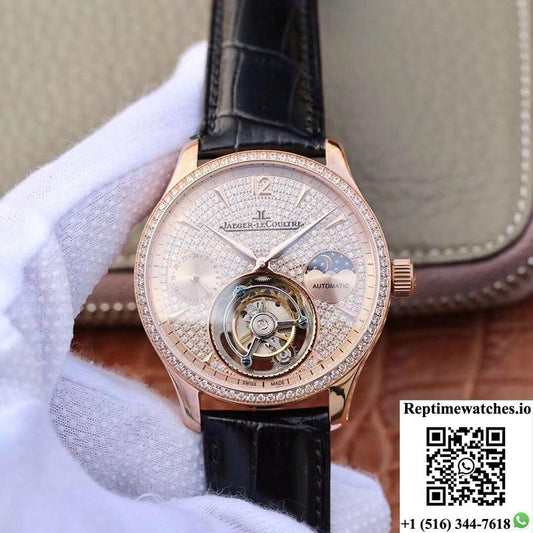 Jaeger-Lecoultre Master Complication Functions Tourbillon 18K Rose Gold Diamonds Dial-Rep Time Watches