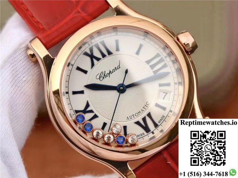 Chopard Happy Sport 36Mm Automatic Rose Gold Diamonds Yf Factory 274808-5001 Rad-Rep Time Watches