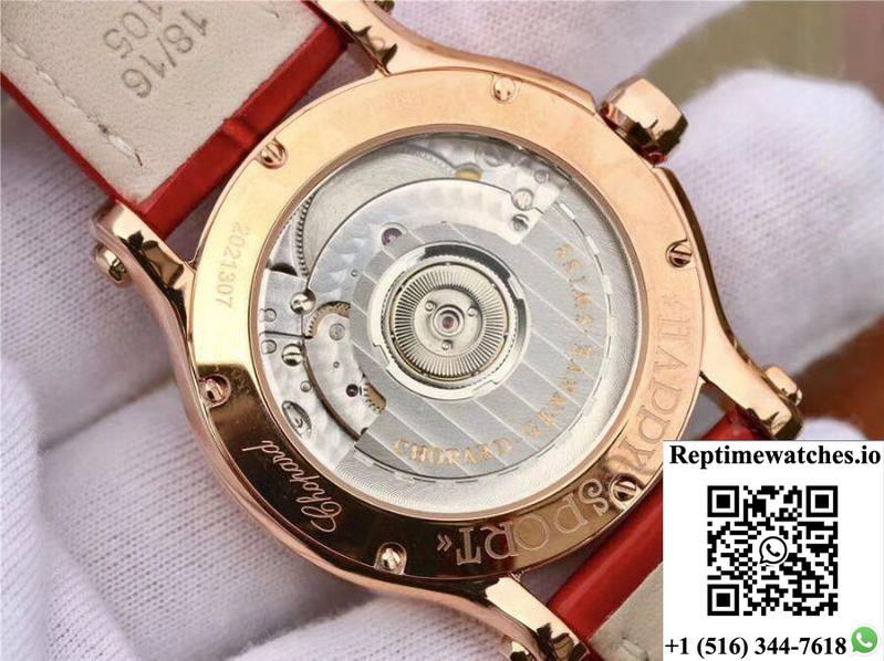 Chopard Happy Sport 36Mm Automatic Rose Gold Diamonds Yf Factory 274808-5001 Rad-Rep Time Watches