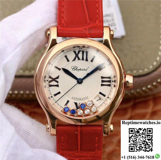 Chopard Happy Sport 36Mm Automatic Rose Gold Diamonds Yf Factory 274808-5001 Rad-Rep Time Watches