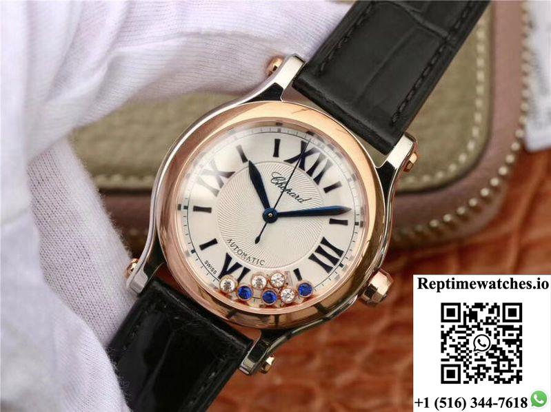 Chopard Happy Sport 36Mm Automatic Rose Gold Diamonds Yf Factory 274808-5001-Rep Time Watches