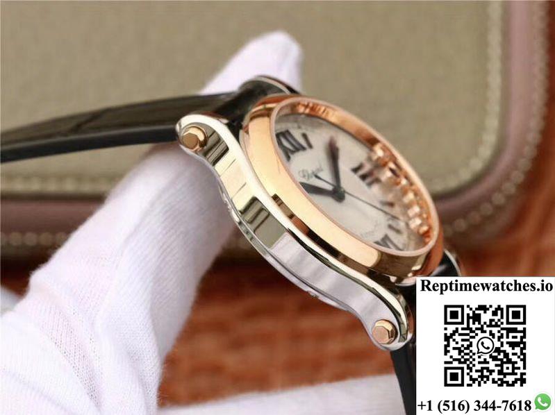 Chopard Happy Sport 36Mm Automatic Rose Gold Diamonds Yf Factory 274808-5001-Rep Time Watches