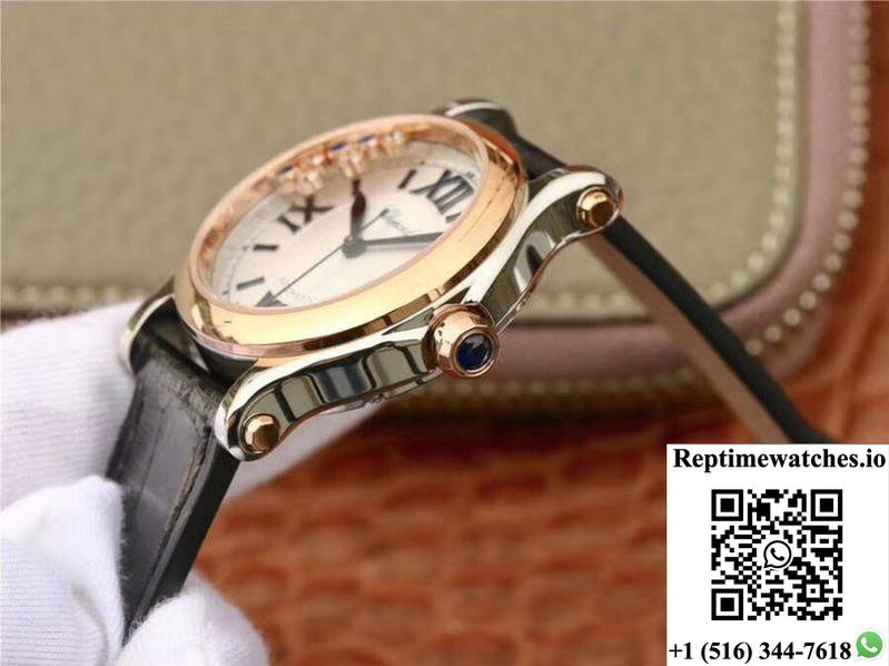 Chopard Happy Sport 36Mm Automatic Rose Gold Diamonds Yf Factory 274808-5001-Rep Time Watches
