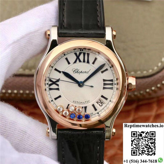 Chopard Happy Sport 36Mm Automatic Rose Gold Diamonds Yf Factory 274808-5001-Rep Time Watches