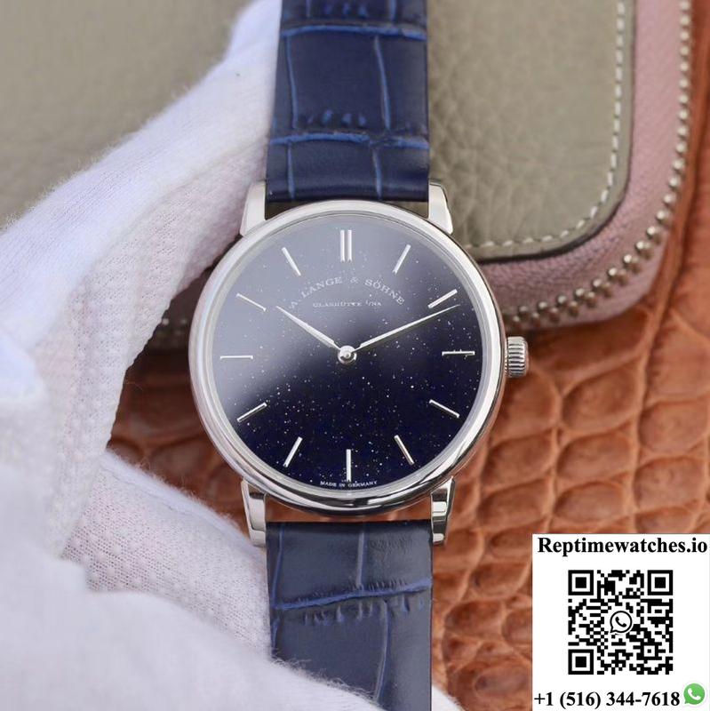 A. Lange &Amp; Sohne Saxonia Thin Gold-Flux-Coated Dial In Copper-Blue 205.086 Sv Factory-Rep Time Watches