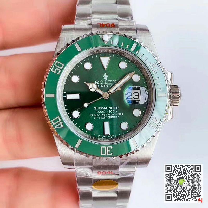 Replica Rolex Submariner Date Oyster 40mm Oystersteel 116610LV Noob Factory V10 Replica Green dial watch