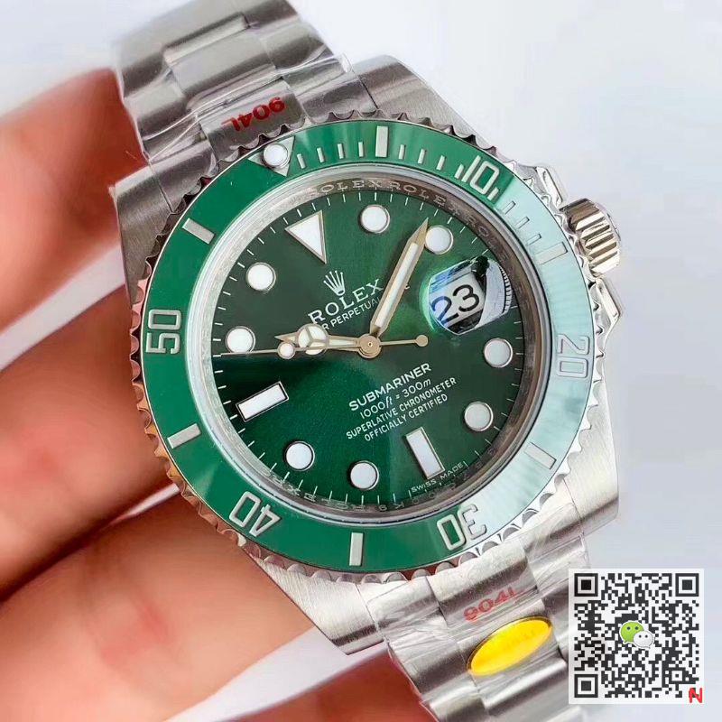 Replica Rolex Submariner Date Oyster 40mm Oystersteel 116610LV Noob Factory V10 Replica Green dial watch