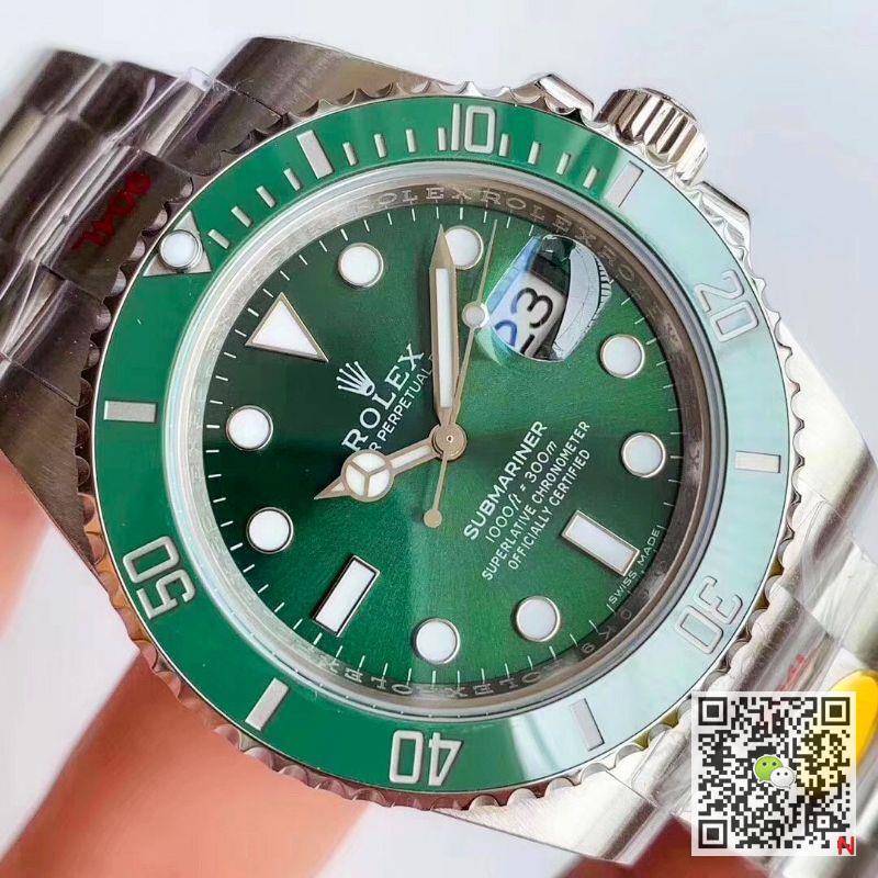 Replica Rolex Submariner Date Oyster 40mm Oystersteel 116610LV Noob Factory V10 Replica Green dial watch