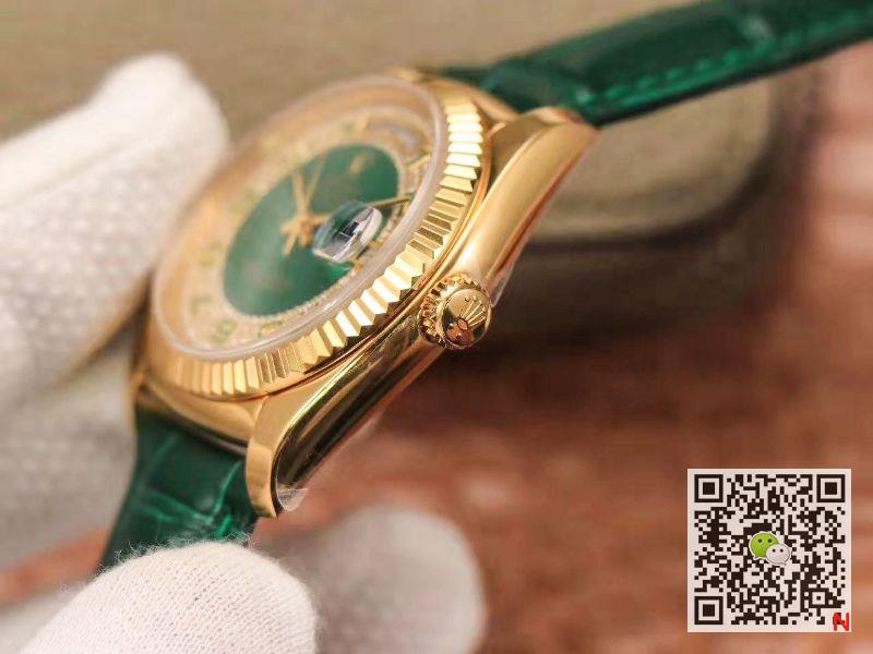 Replica Rolex Day-Date 36mm Green Enamel Diamond Gypsophila Gold dial watch