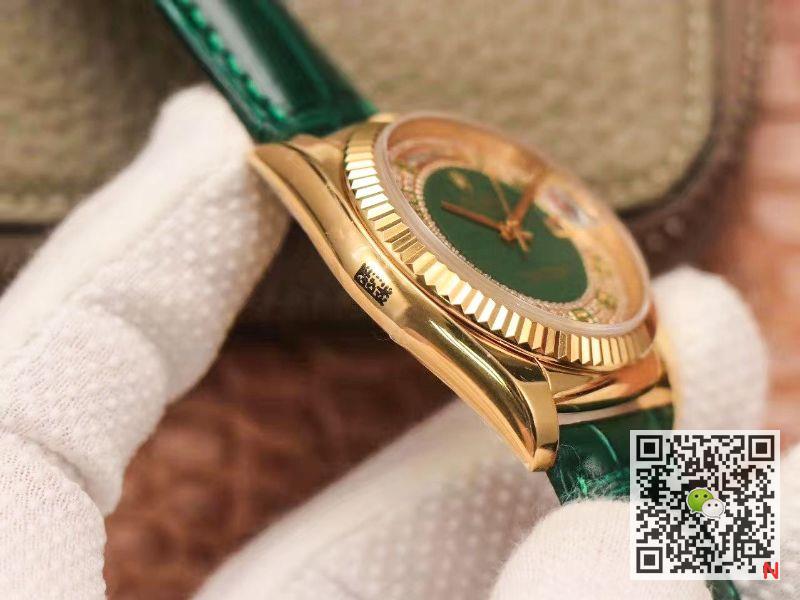 Replica Rolex Day-Date 36mm Green Enamel Diamond Gypsophila Gold dial watch