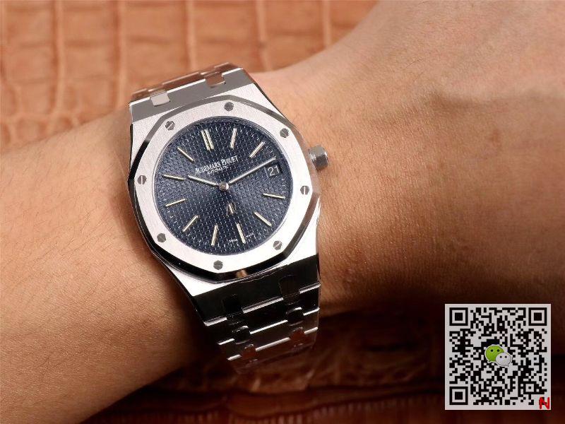 XF Factory Audemars Piguet Royal Oak “JUMBO” Extra-thin 15202ST.OO.1240ST.01 Stainlless Steel Cufflinks Blue “TAPISSERIE” Pattern