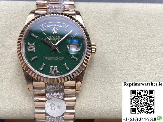 Rolex Day-Date M128235-0069 8+ Factory Green Dial