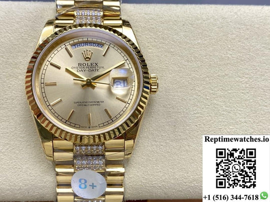 Rolex Day-Date M128238-0046 8+ factory blue crystal watch mirror