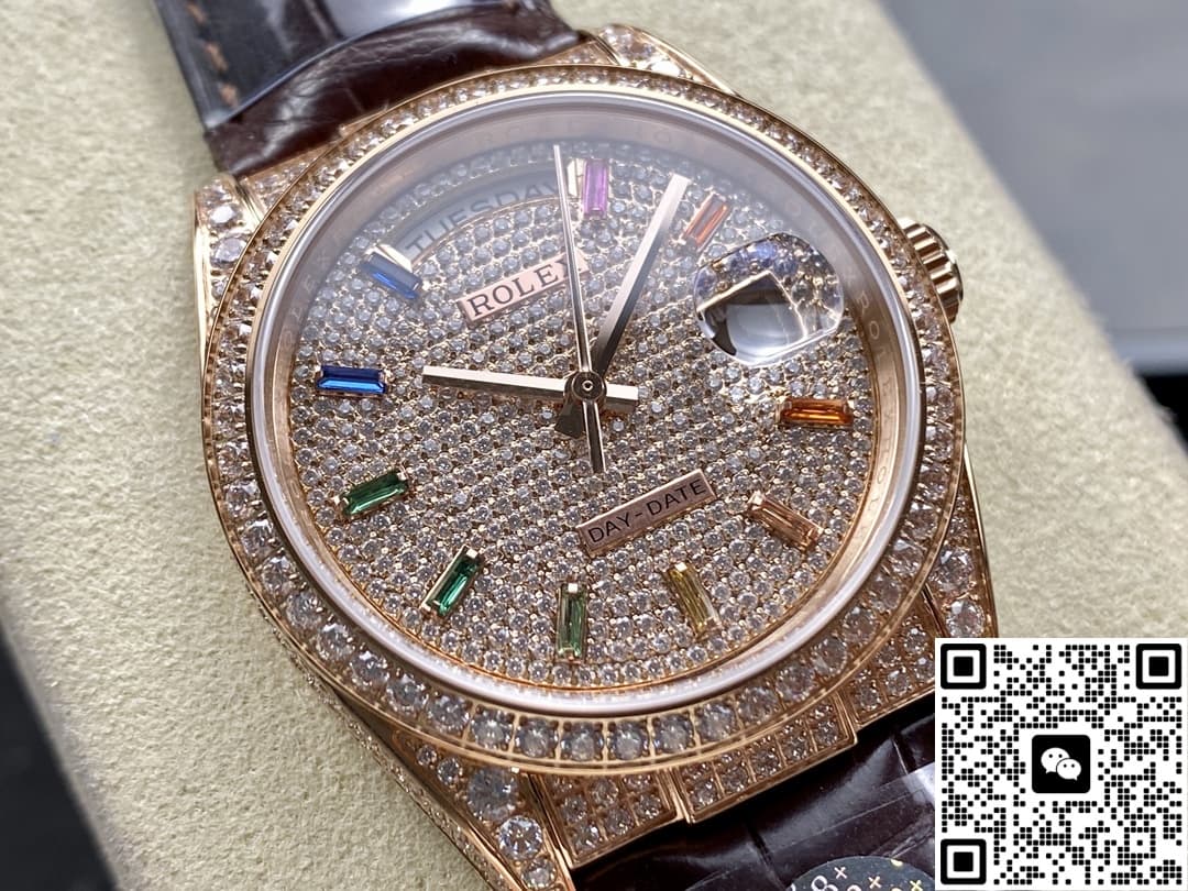 Rolex Day-Date 128155RBR 8+ Factory Date Display