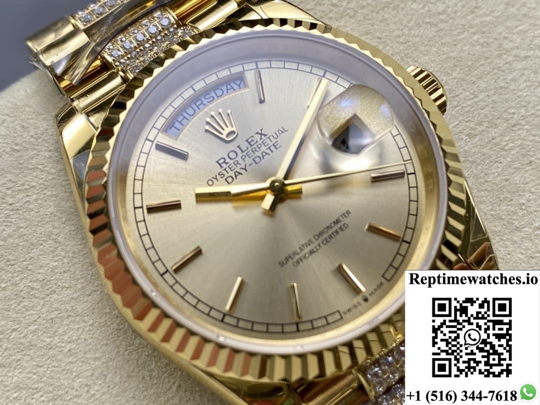 Rolex Day-Date M128238-0046 8+ factory blue crystal watch mirror