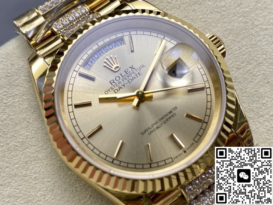 Rolex Day-Date M128238-0046 8+ factory blue crystal watch mirror