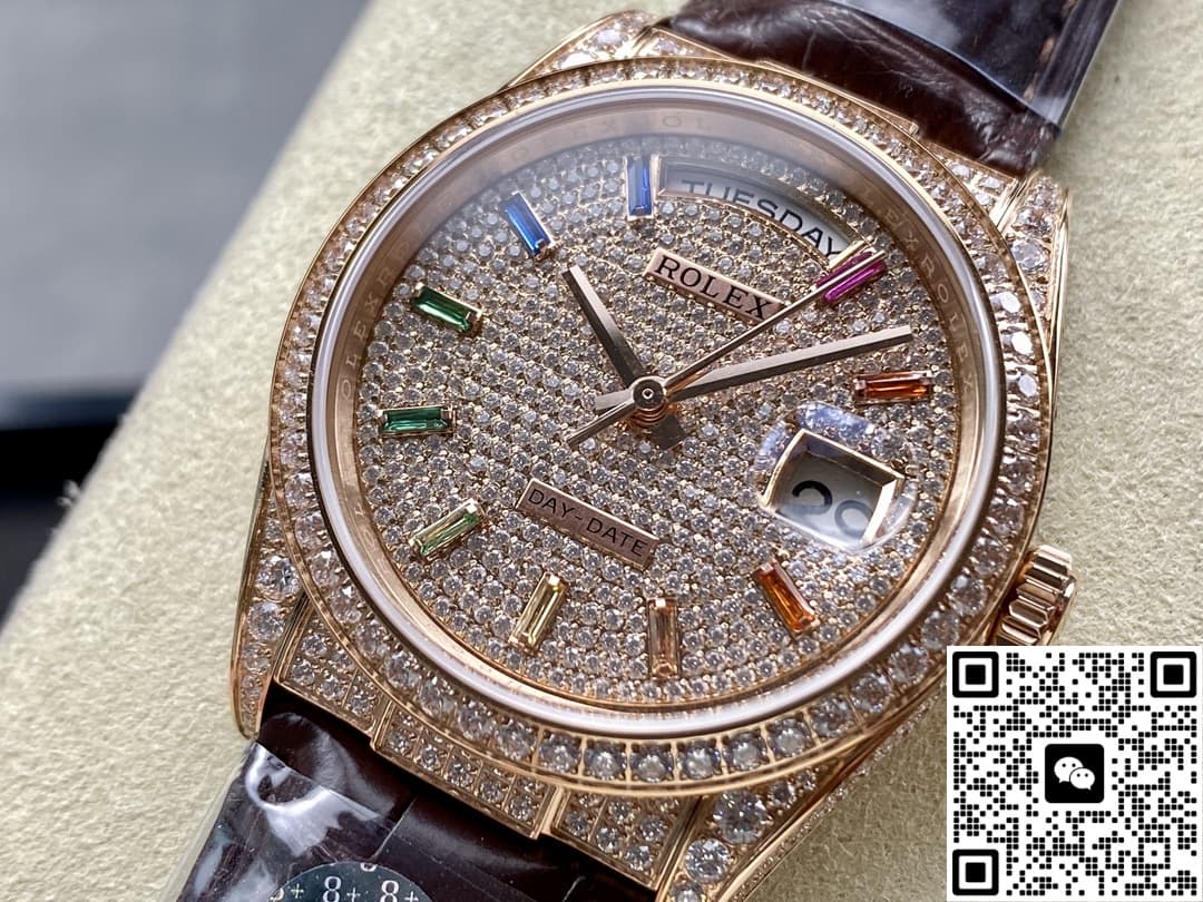 Rolex Day-Date 128155RBR 8+ Factory Date Display