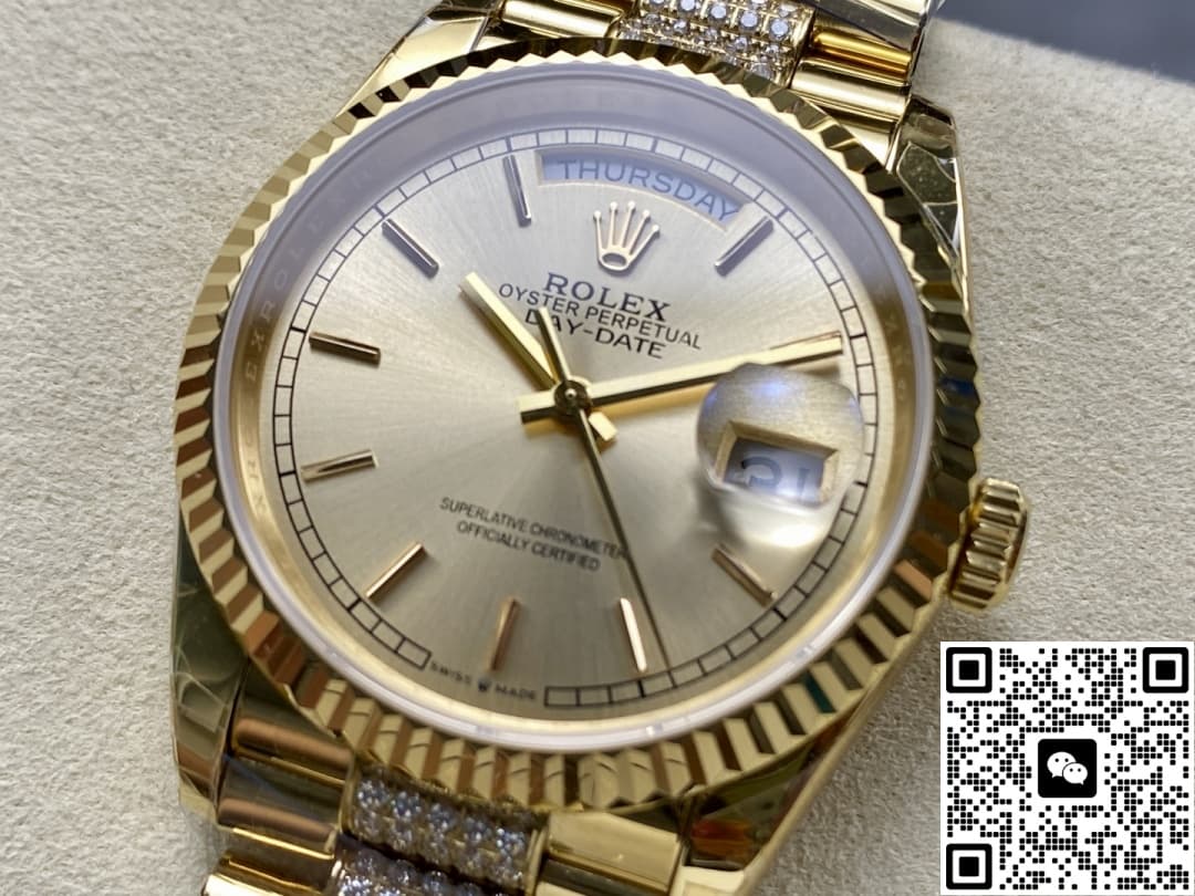 Rolex Day-Date M128238-0046 8+ factory blue crystal watch mirror