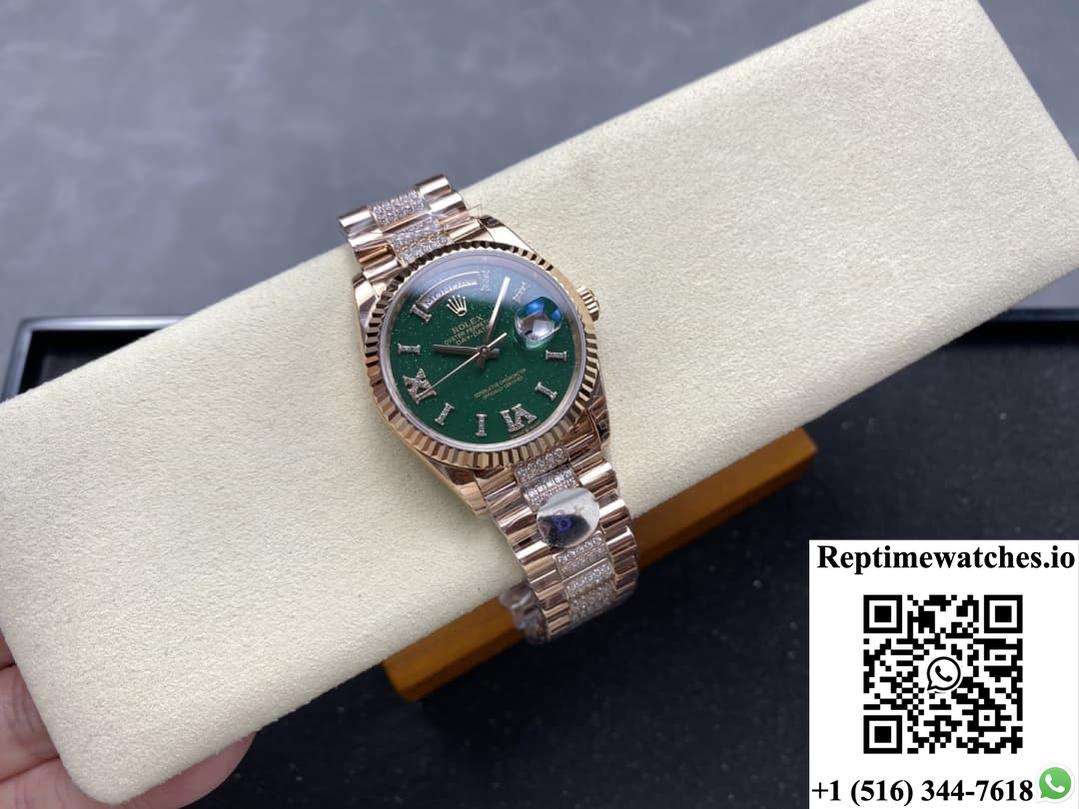 Rolex Day-Date M128235-0069 8+ Factory Green Dial